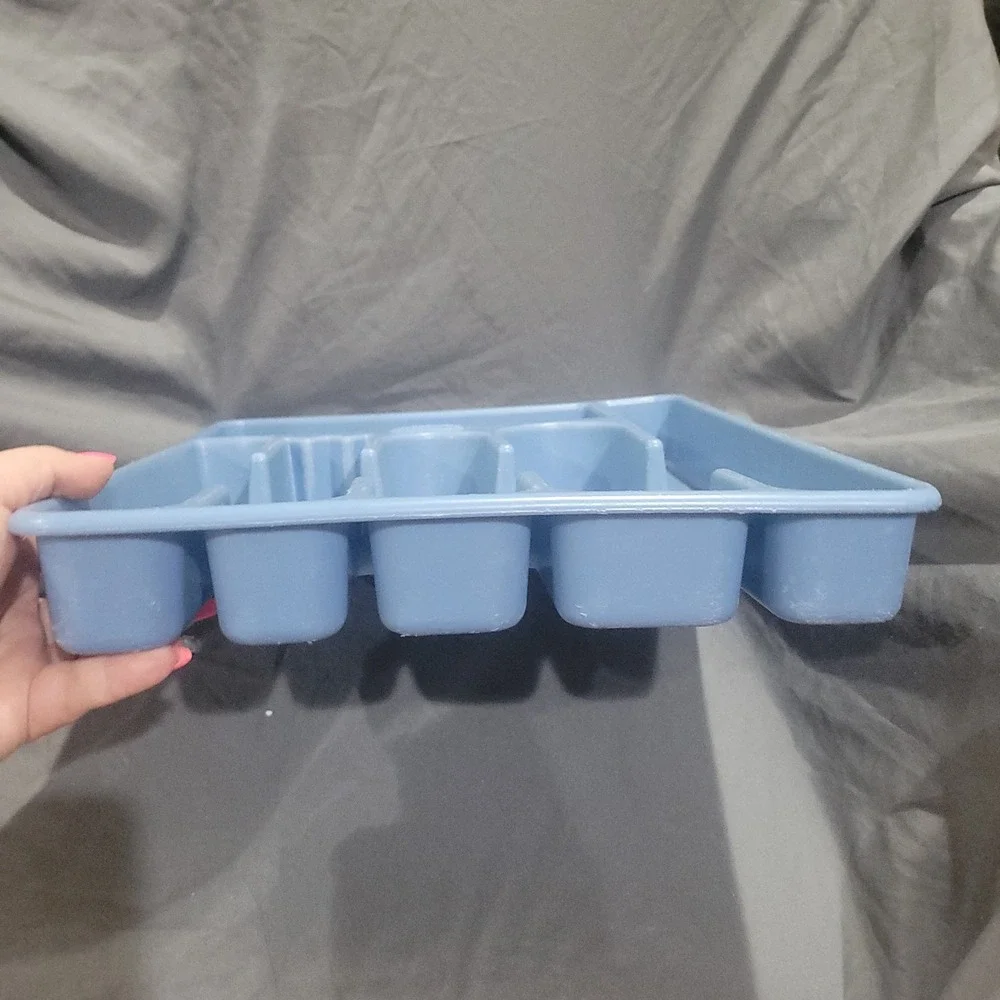 Vintage Rubbermaid Light Blue Cutlery Flatware Utensil Holder Tray Home 2925